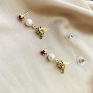 Kate Spade Bee Pearl Rhinestone Stud Earrings